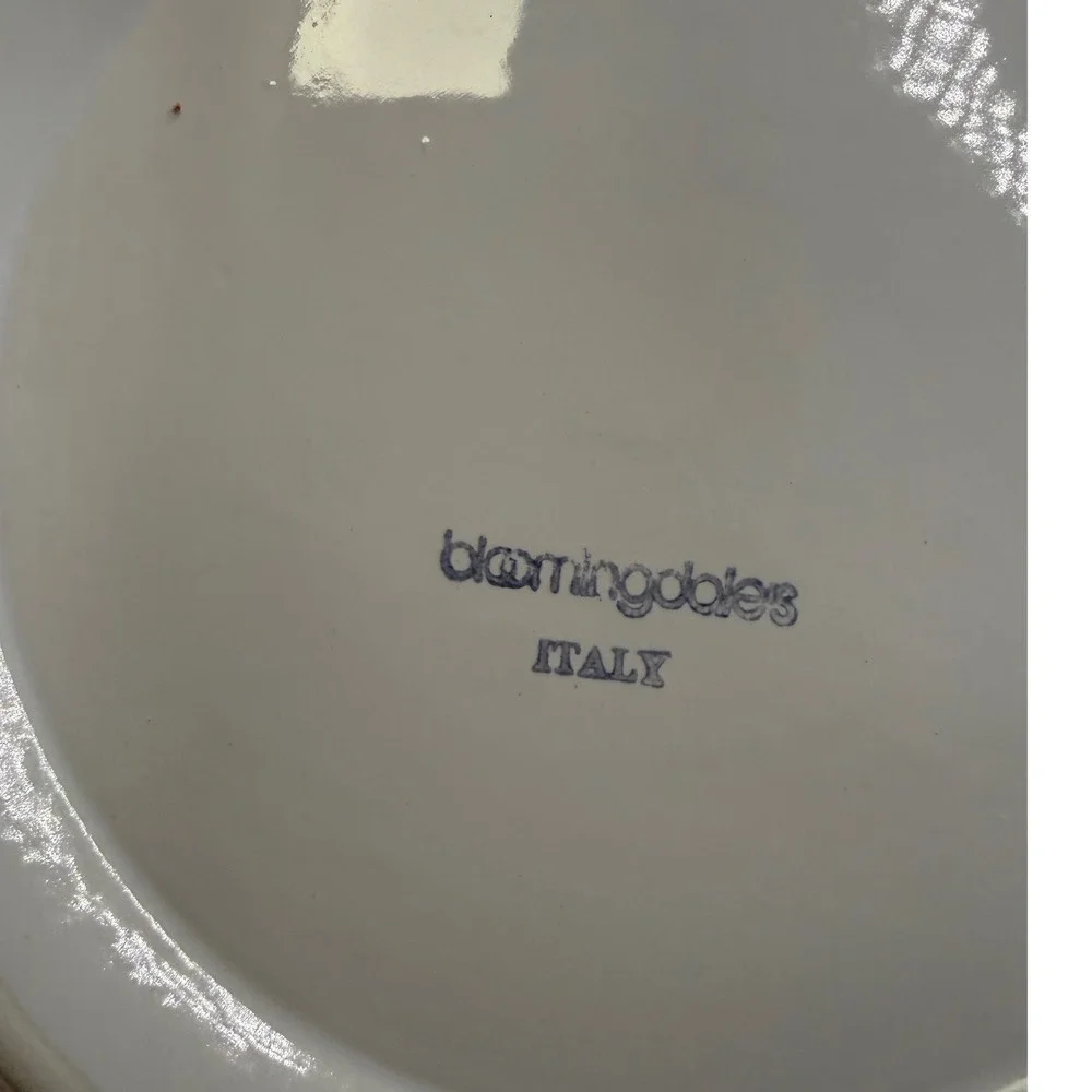 Bloomingdales Italy Ceramic Pasta Bowl White Pink Scalloped Floral 12.25 inch